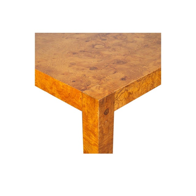 Mid-Century Burl Wood Parsons Dining Table in the Style of Milo Baughman For Sale - Image 12 of 14