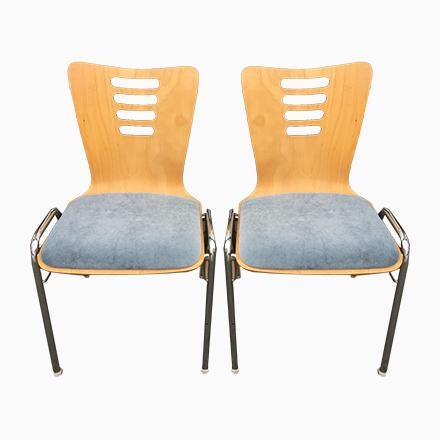 Stackable Metal and Wood Chairs, 1990s, Set of 4 For Sale - Image 16 of 16