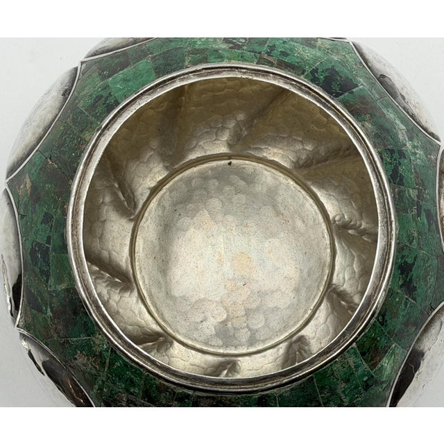 Mid 20th Century Los Castillo Taxco Malachite Silver Plate Lidded Bowl, Mexican Modernist Silver For Sale - Image 9 of 18