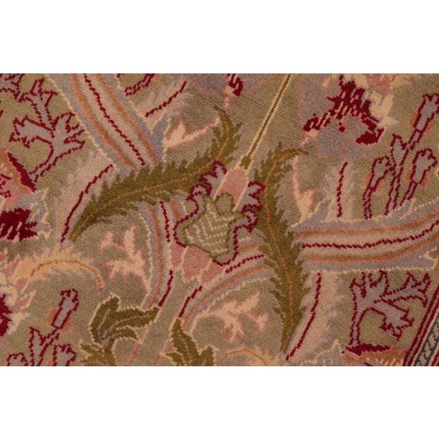 Floral 1990's Pak-Persian Green/Pink Wool Rug - 6'2'' X 9'7'' For Sale - Image 4 of 9