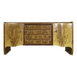 Art Deco Sideboard in Walnut Burl by Lupparelli Cicli Foligno, 1930s For Sale
