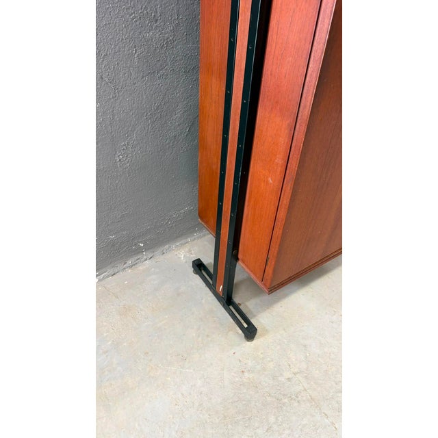 Mid-Century Modern Modular Wall Unit in Veneer and Black Metal Cabinet, Europe, 1960s For Sale - Image 12 of 18