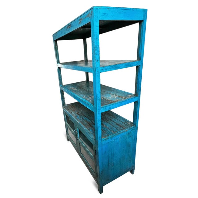 Vintage Cobalt Blue Shelf Cabinet For Sale - Image 4 of 7