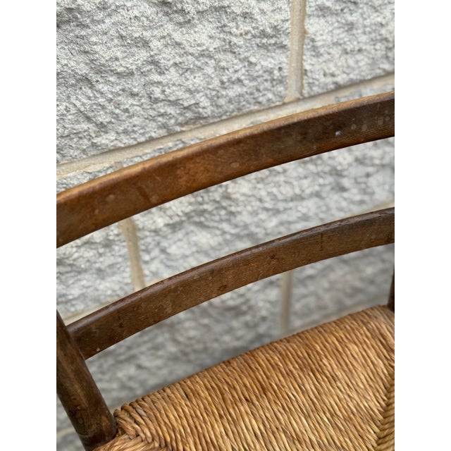 Set of Four Vintage Rush Seat Ladderback Bar Stools For Sale - Image 11 of 12