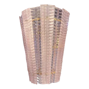Lantern in Pink Transparent and Sanded Murano Glass by Simoeng