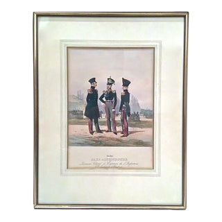 Antique French Soldiers Engraving For Sale
