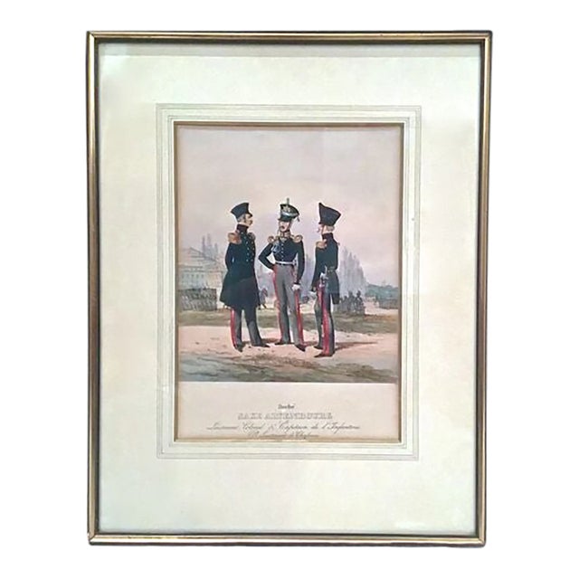 Antique French Soldiers Engraving For Sale
