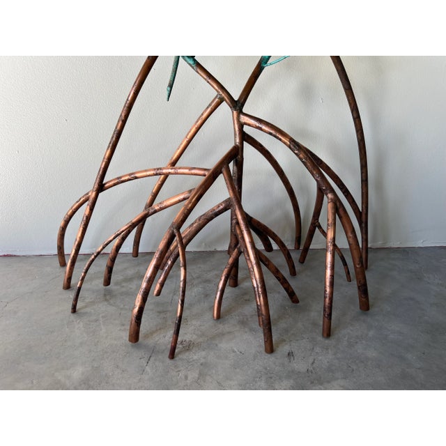Vintage Lee & Sharon Jones Sculptural Art Mangrove Copper Console Table W/ Mirror/ Sold For Sale - Image 11 of 12