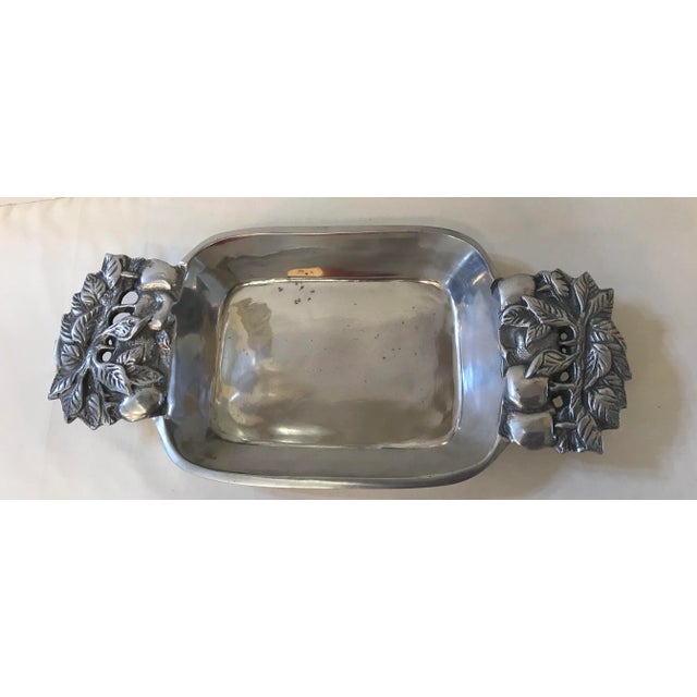 Vintage Pewter Wilton Style Serving Bowl With Apple Design For Sale - Image 4 of 8