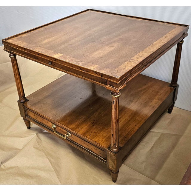 Wood Heritage Mid Century Regency Mahogany Cross-BandedSingle Drawer Side Table With Pull Out Tray For Sale - Image 7 of 12