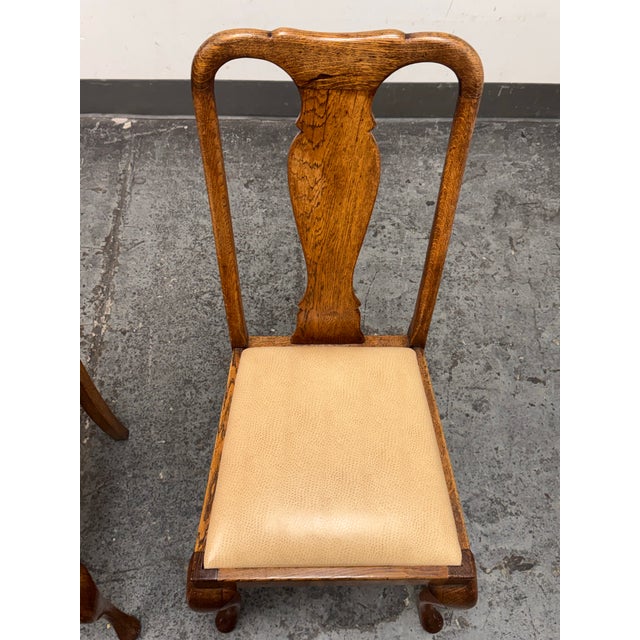 Brown Antique Queen Anne Dining Side Chairs, Set of Four For Sale - Image 8 of 12