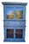 Antique 19th Century European Pine Step-Back Cabinet With Original Hand Painted Blue Finish For Sale