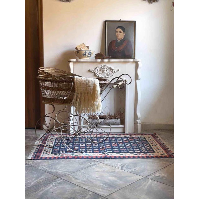 Boho Chic Vintage Wool Kilim Rug with Geometric Comb Pattern, 1970s For Sale - Image 3 of 10