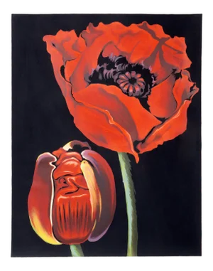 Lowell Nesbitt, Red Poppies, Photorealist Floral Serigraph