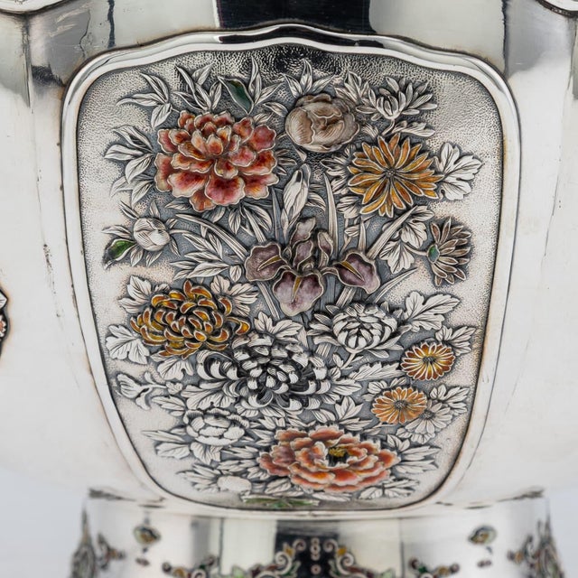 Antique Japanese Meiji Silver and Enamel Bowl, 1900s For Sale - Image 10 of 18