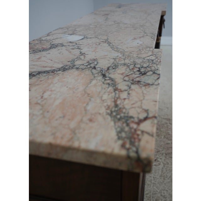 Brown John Widdicomb Vintage Walnut Marble Top French Empire Console For Sale - Image 8 of 17