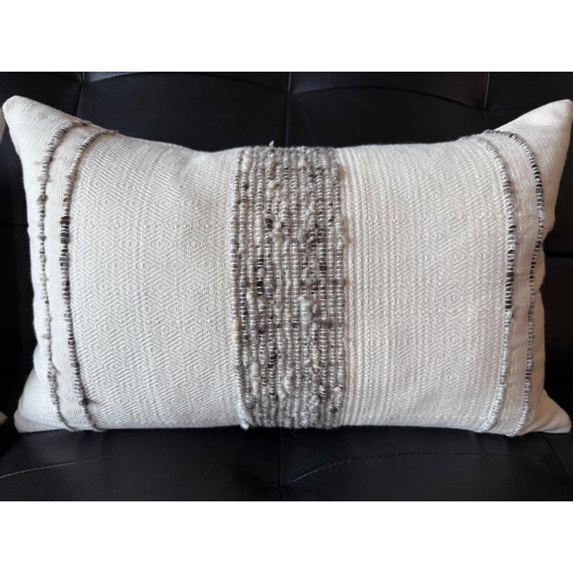Contemporary Pair of Rh Restoration Hardware Textured Woven Lumbar Pillows With Down Inserts For Sale - Image 3 of 6