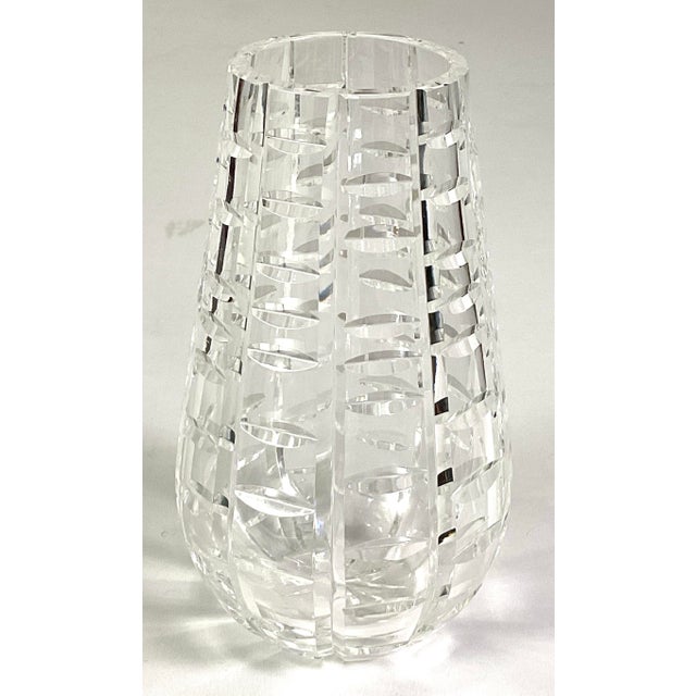 Art Deco Waterford Crystal of Ireland- “Tralee”-7 Inch Tapered Ladder Vase For Sale - Image 3 of 7