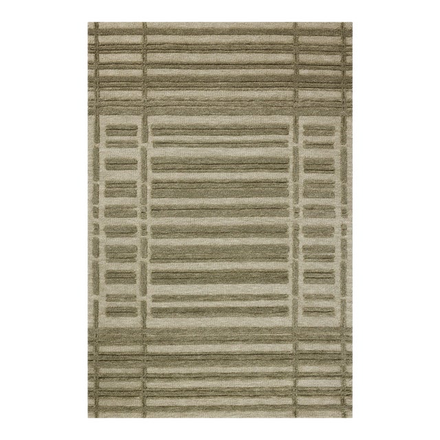 Chris Loves Julia x Loloi Bradley Sage / Olive 3' x 7' Runner Rug For Sale