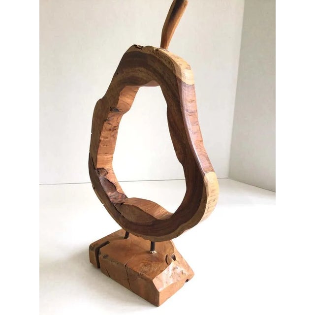 1980s Pear Shaped Mounted Wood Object on Wood Base For Sale - Image 4 of 10