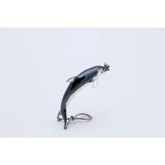 Dolphin in Nickel Silver with Corded Support For Sale - Image 4 of 6