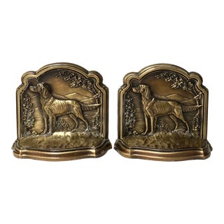 Pair of Vintage Brass Bookends of Setter Dogs For Sale