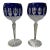 1980s Pair of Cobalt Blue and Clear Cut Crystal Godinger Edinburgh Hock Wine Glasses For Sale