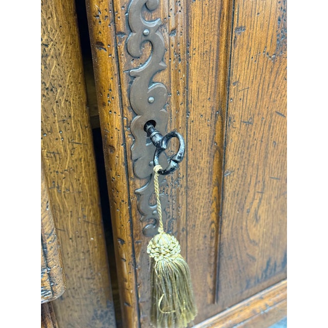 Traditional Distressed Oak Eight-Drawer Entree/Buffet For Sale - Image 4 of 12