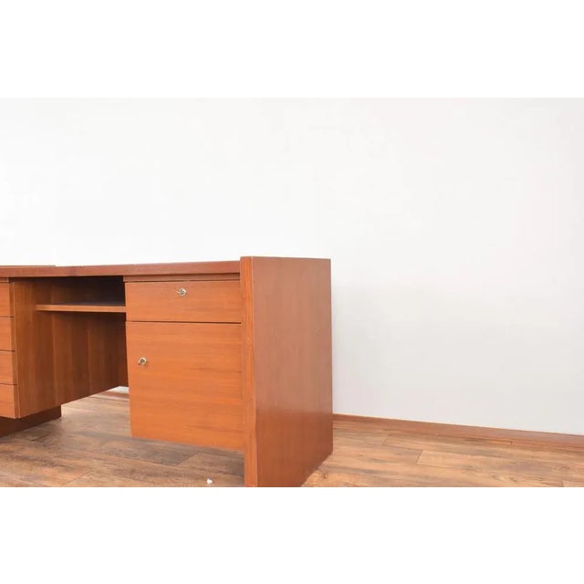 Brown Mid-Century Danish Teak Desk, 1980s For Sale - Image 8 of 13