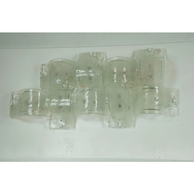 Postmodern Panel of 9 Sconces in Pulegoso Murano Glass, Mazzega 1970s ...