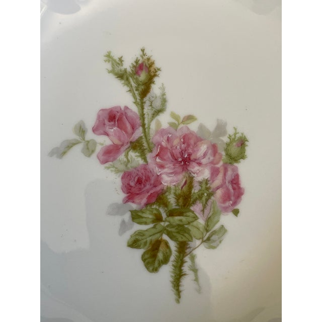 1900 - 1909 Antique Jean Pouyat Limoges Large Serving Bowl With Pink Roses For Sale - Image 5 of 13