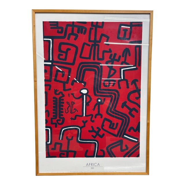 Vintage 1988 Keith Haring “Africa” 40 Inch Poster South Africa Apartheid Protest For Sale