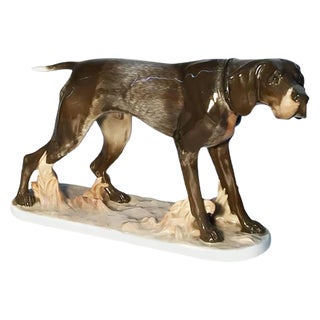 Pointer Dog Figurine by F. Diller for Rosenthal Porcelain For Sale