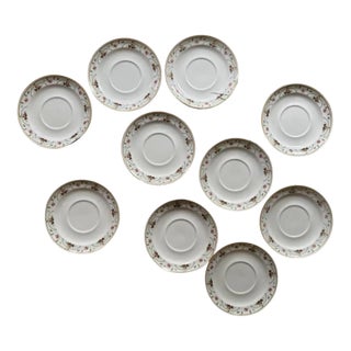 1990s Mid-Century Modern Oscar De La Renta Porcelain Saucer Plates Temptations Pattern - Set of 9 For Sale