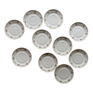 1990s Mid-Century Modern Oscar De La Renta Porcelain Saucer Plates Temptations Pattern - Set of 9