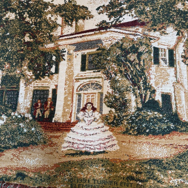 Vintage Chatham Mills “Gone With the Wind” Tapestry Throw Blanket For Sale - Image 4 of 10