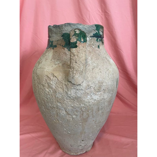 Rustic European Antique 19th Century Turkish Terracotta Olive Oil Jar With Green Glaze Patina For Sale - Image 3 of 14