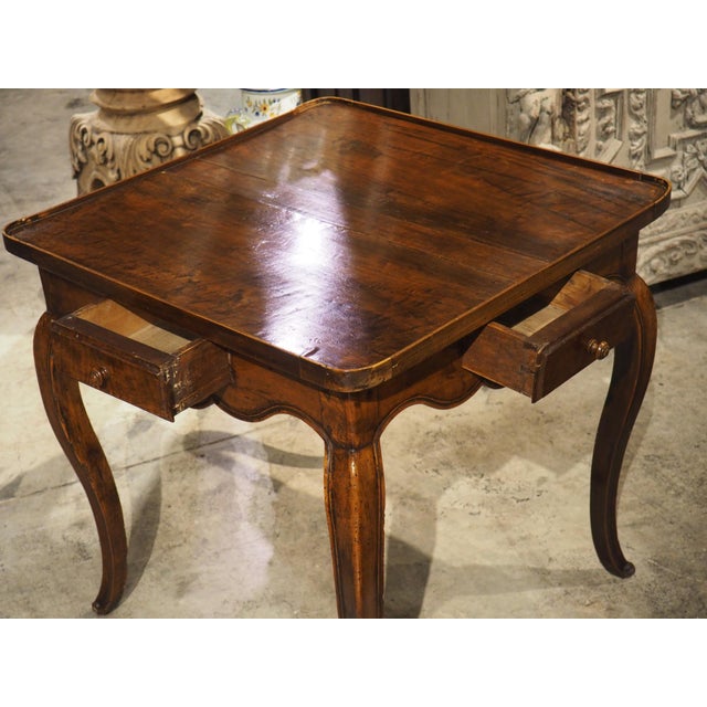 French Louis XV Walnut Wood Table a Jeux Game or Side Table, Circa 1750 For Sale - Image 12 of 18