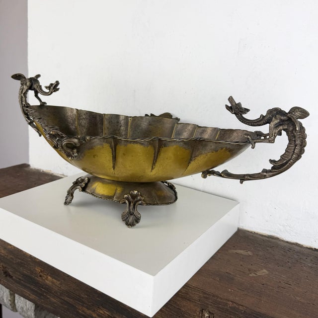 Antique Silverplate Centerpiece Bowl with Dragon Handles, 1890s For Sale - Image 9 of 17
