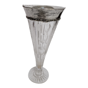 Sterling Rim Cut Crystal Tulip Vase 1950's