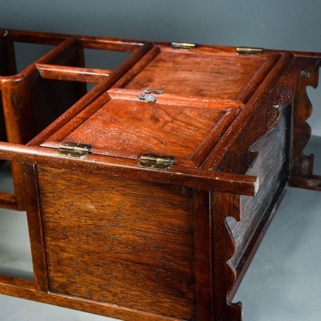 African Vintage Chinese African Huali Rosewood Curio Cabinet | Ming Style Display Shelf With Doors For Sale - Image 3 of 9