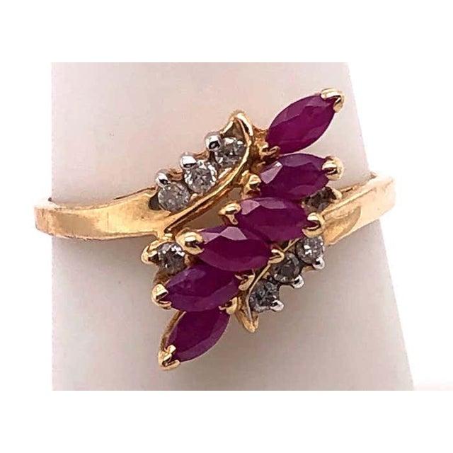 14 Karat Yellow Gold Contemporary Ruby Ring With Diamond Accents For Sale - Image 4 of 6