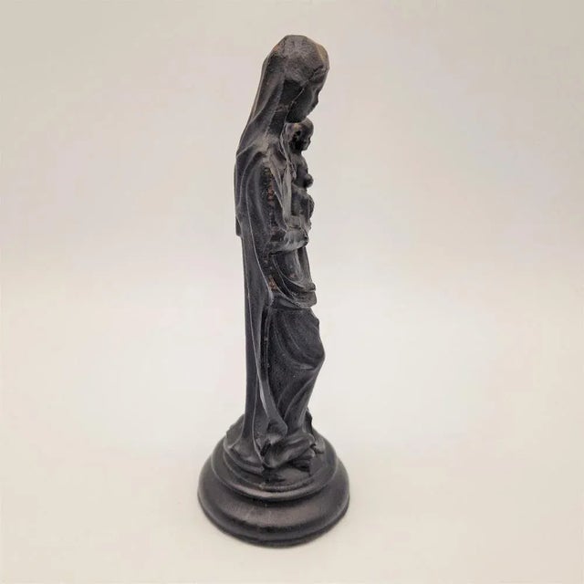 Art Nouveau Virgin Mary with Child in Cast Iron, 1890s, in Very Good conditions. Designed 1890 to 1919
