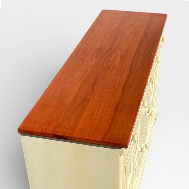 Wood Vintage Painted Wood Sideboard With Paneled Doors For Sale - Image 7 of 18