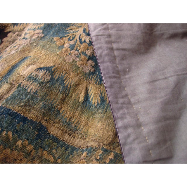 French Aubusson Verdure Birds on the Grass With Large Tower Castel, Circa 1700 For Sale - Image 14 of 14