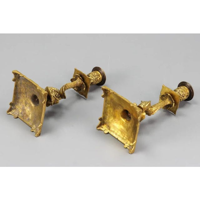 French Bronze Candlesticks with Dolphin Figures, Set of 2 For Sale - Image 13 of 18