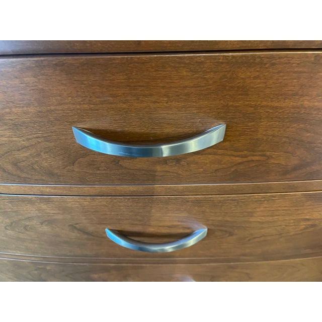 Wood Solid Cherry Chest of Drawers Featuring a Bow Front, Crafted in Pennsylvania. For Sale - Image 7 of 9