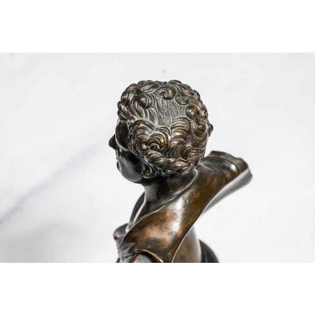 Amazing Pair Antique Bronze English Neoclassical Grand Tour Statue Sculpture Bust Royalty Home Decor For Sale In New York - Image 6 of 17