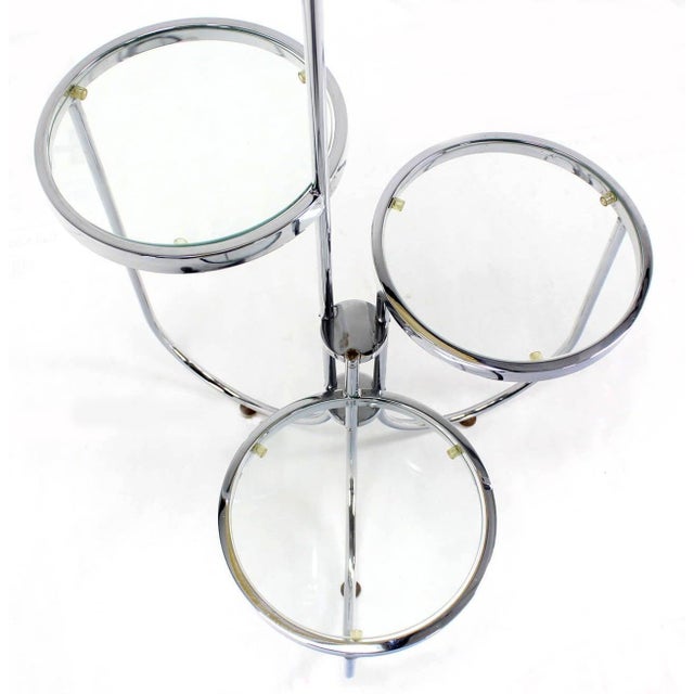 Robert Sonneman Mid Century Modern Chrome Base Floor Lamp w/ Three Circular Built Stand Tables For Sale - Image 4 of 9