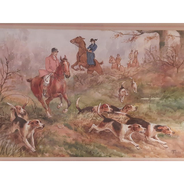 Original Thomas Blinks Watercolor Equestrian Horse Hunt Dogs Painting For Sale - Image 4 of 18